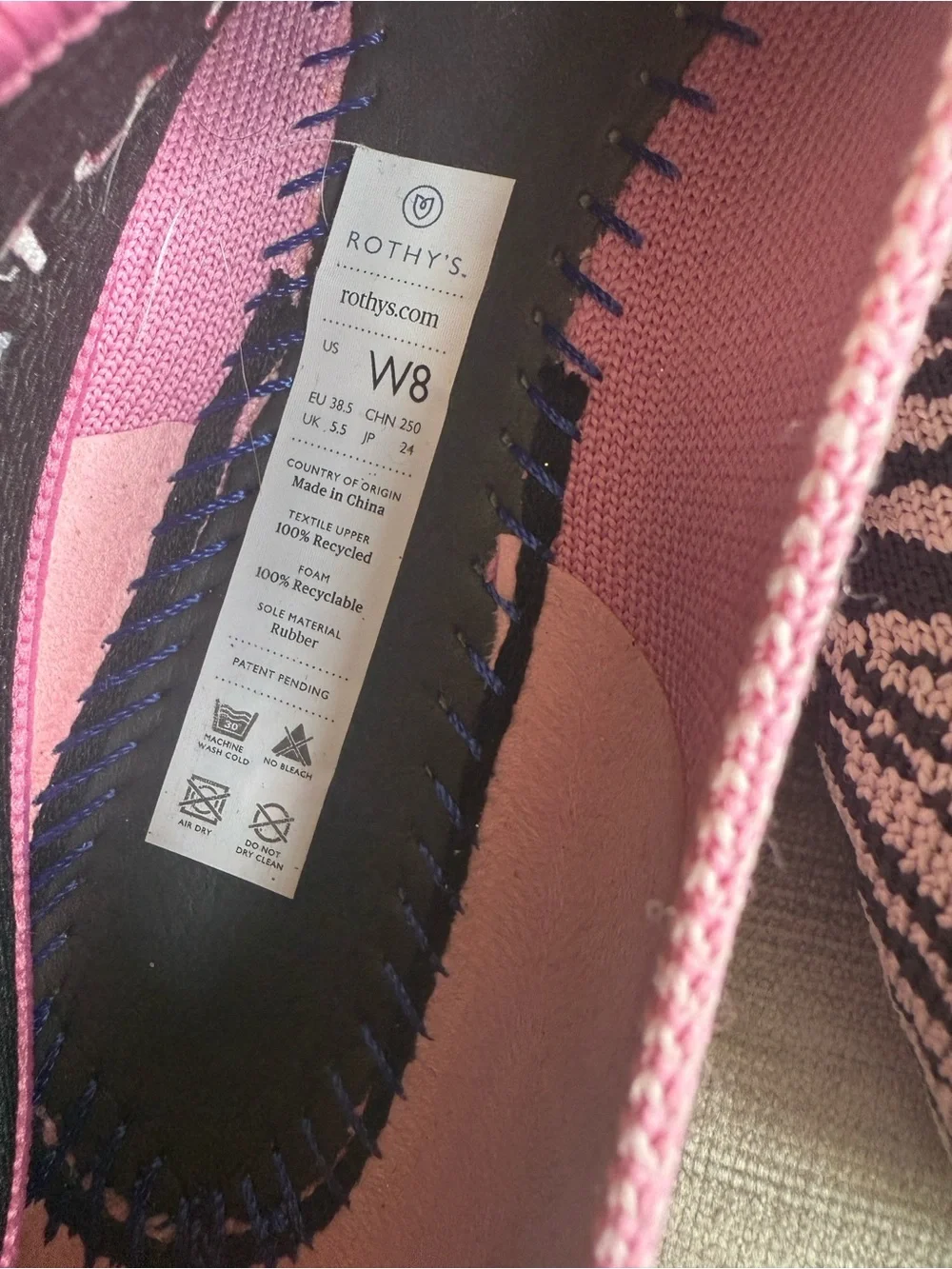 Rothys Begonia Pink Knit Round Toe Ballet Flats US Womens Size 8